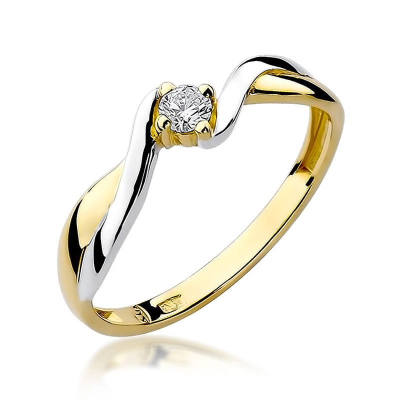 Inel Aur 9K cu Diamant Natural 0.10 ct (Varianta: Galben)