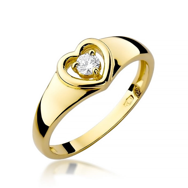 Inel Aur 9K cu Diamant Natural 0.10 ct (Varianta: Galben)