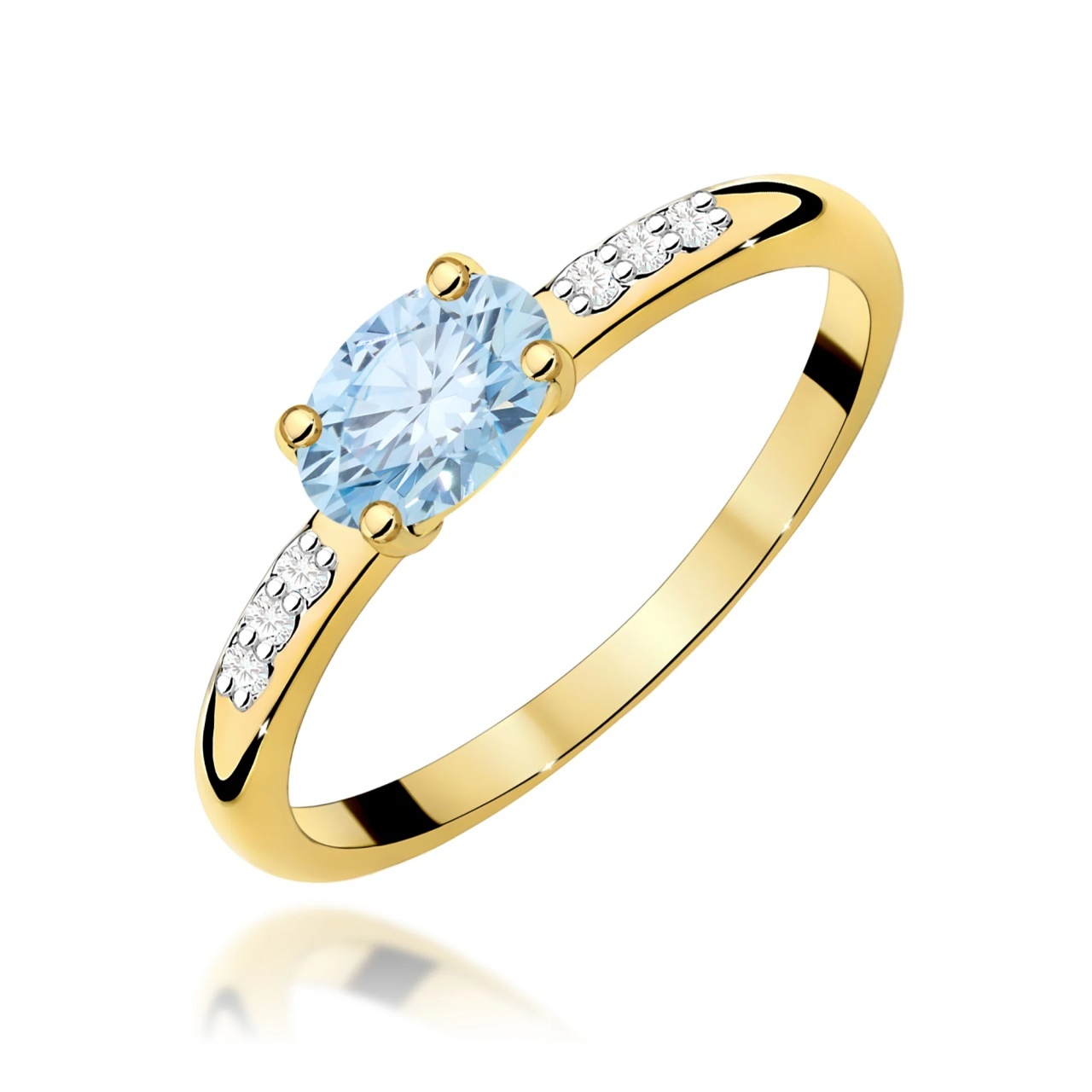 Inel Aur 9K cu Diamante Albastre de Laborator 0.53 ct (Varianta: Galben)