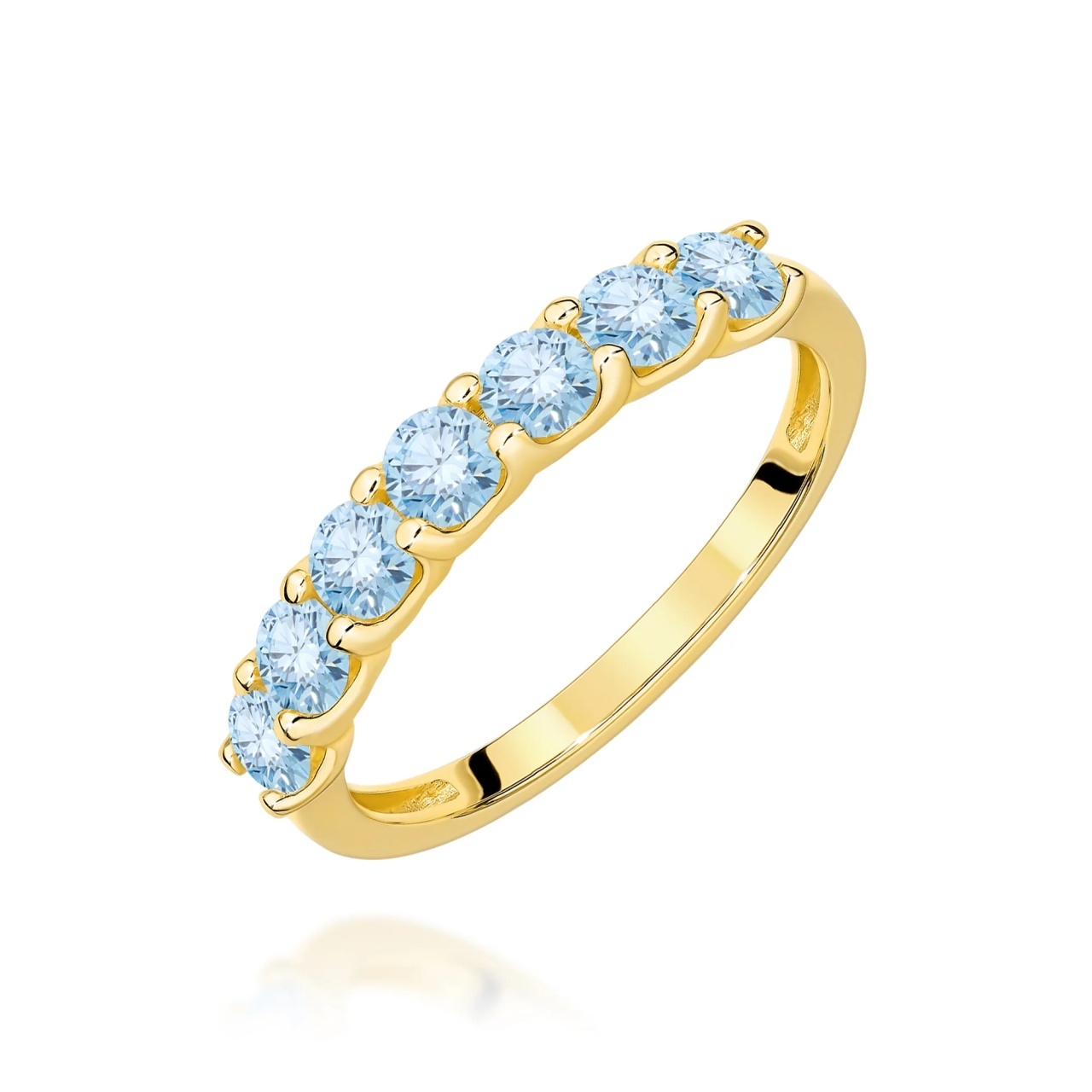 Inel Aur 9K cu Diamante Albastre de Laborator 0.70 ct (Varianta: Galben)