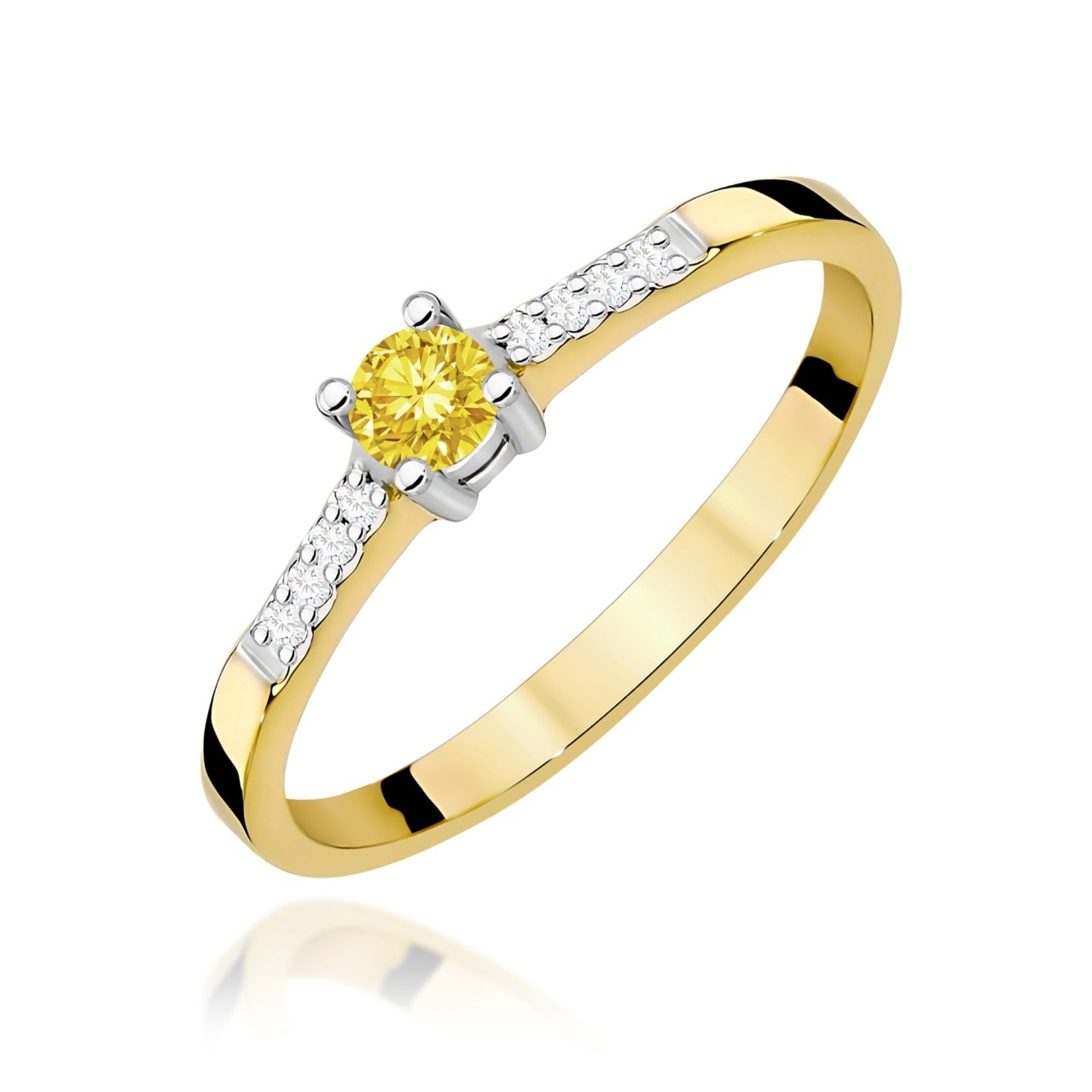 Inel Aur 9K cu Diamante de Laborator 0.22 ct (Varianta: Galben)