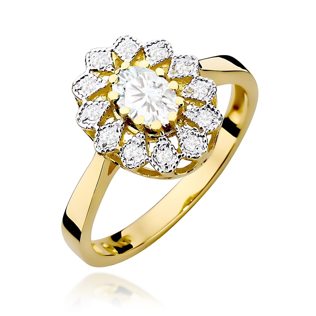 Inel Aur 9K cu Diamante de Laborator 0.50 ct (Varianta: Galben)