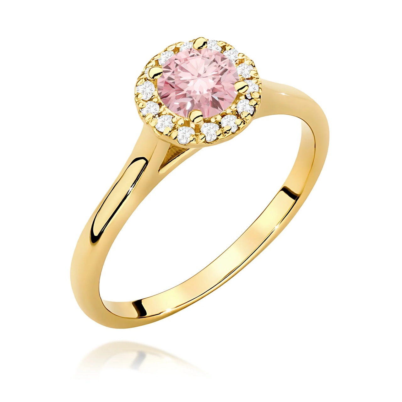 Inel Aur 9K cu Diamante Roz de Laborator 0.62 ct (Varianta: Galben)