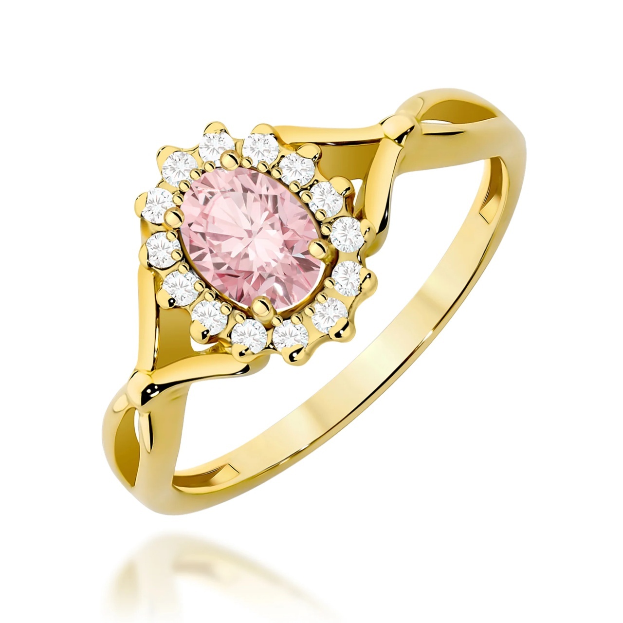 Inel Aur 9K cu Diamante Roz de Laborator 0.62 ct (Varianta: Galben)