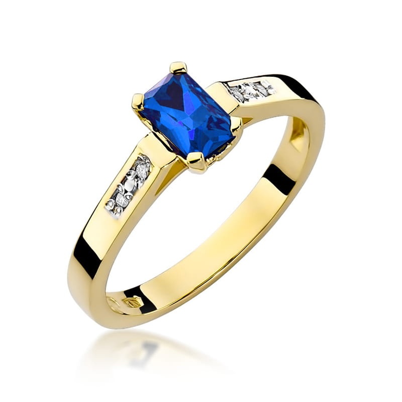 Inel Aur 9K cu Safir 0.60 ct si Diamante Naturale 0.04 ct (Varianta: Galben)