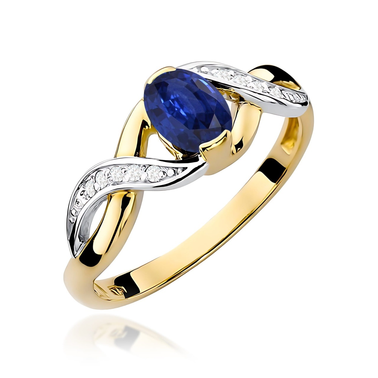 Inel Aur 9K cu Safir 0.70 ct si Diamante Naturale 0.05 ct (Varianta: Galben)