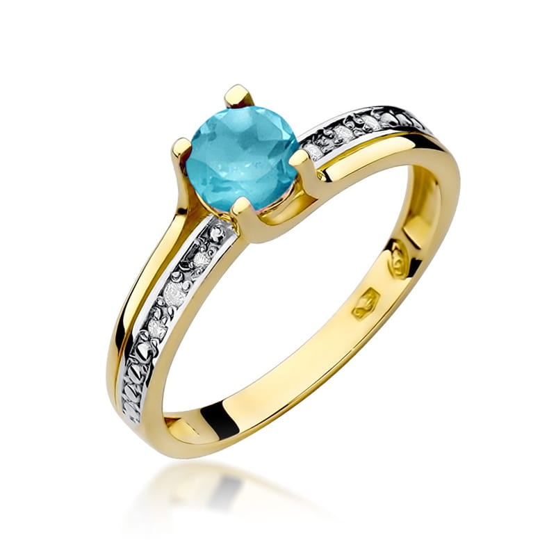 Inel Aur 9K cu Topaz Swiss 0.50 ct si Diamante Naturale 0.03 ct (Varianta: Galben)