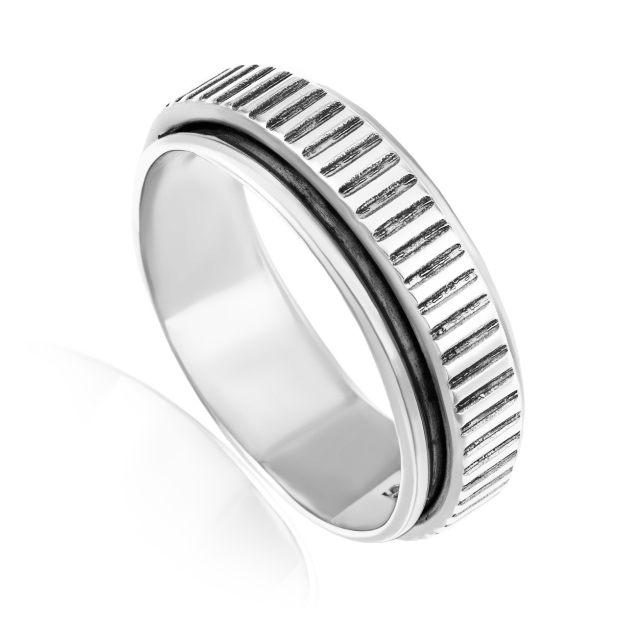 Inel barbatesc tip verigheta antistres Stripe Band din argint 925 (Mărime: M59)