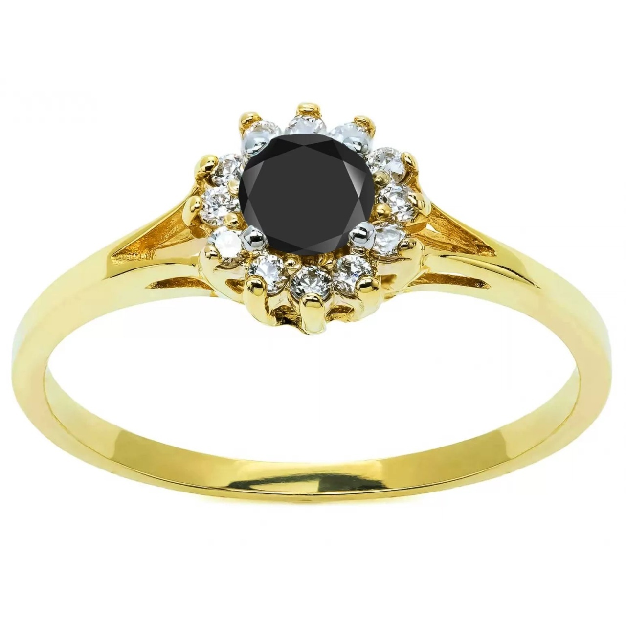 Inel elegant cu flori din aur, negru pr. 333 2.1455c (Măsură inel: 10)