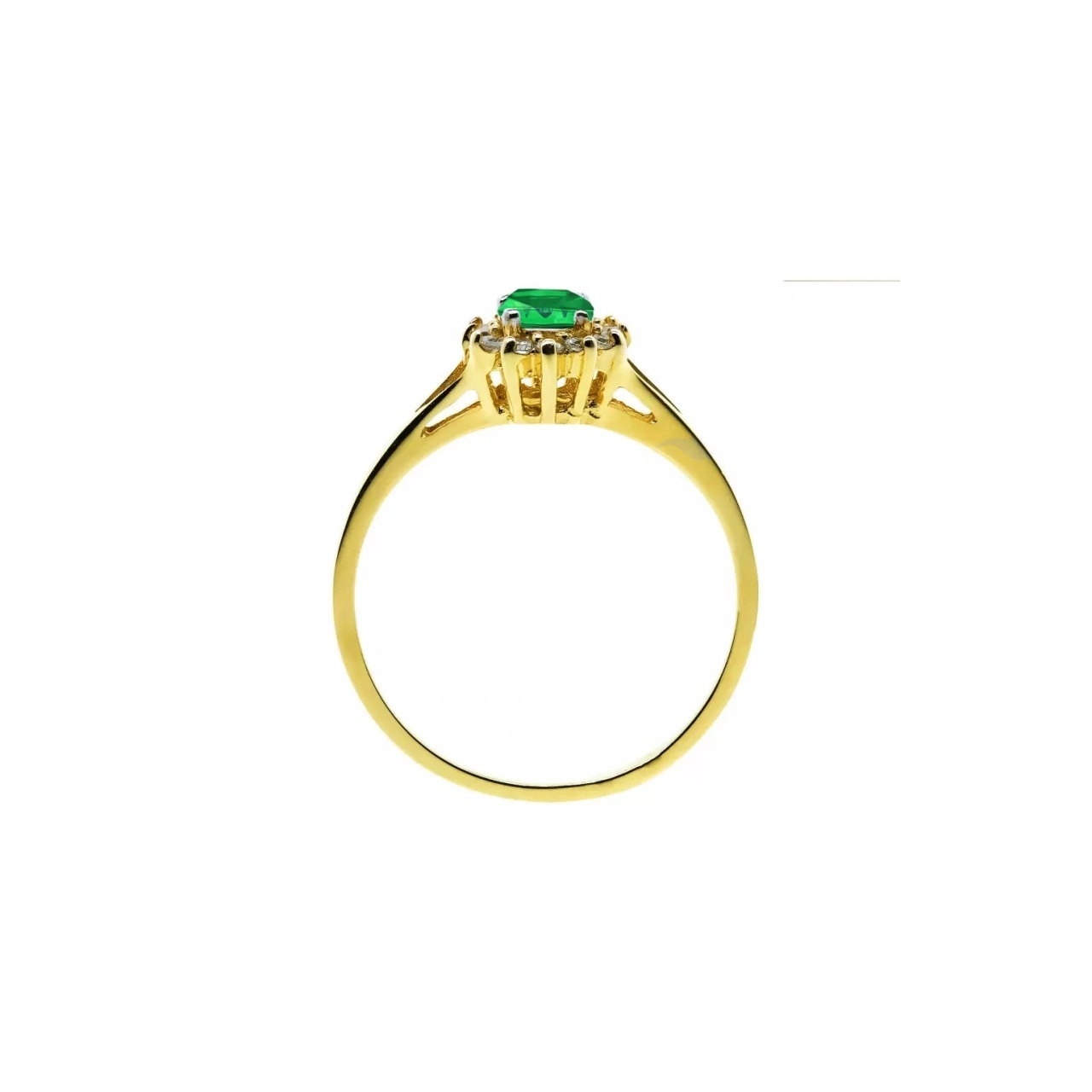 Inel Elegant din Aur 8K cu Design Floral și Piatră Verde Centrală (Măsură inel: 11)