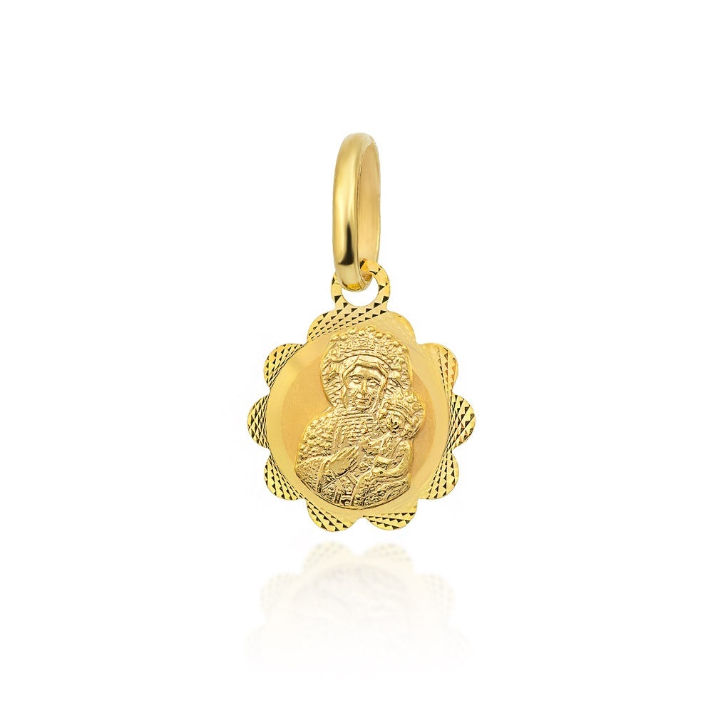 Medalion Floare Aur 14k cu Fecioara Maria si Iisus (Greutate: 0.67)