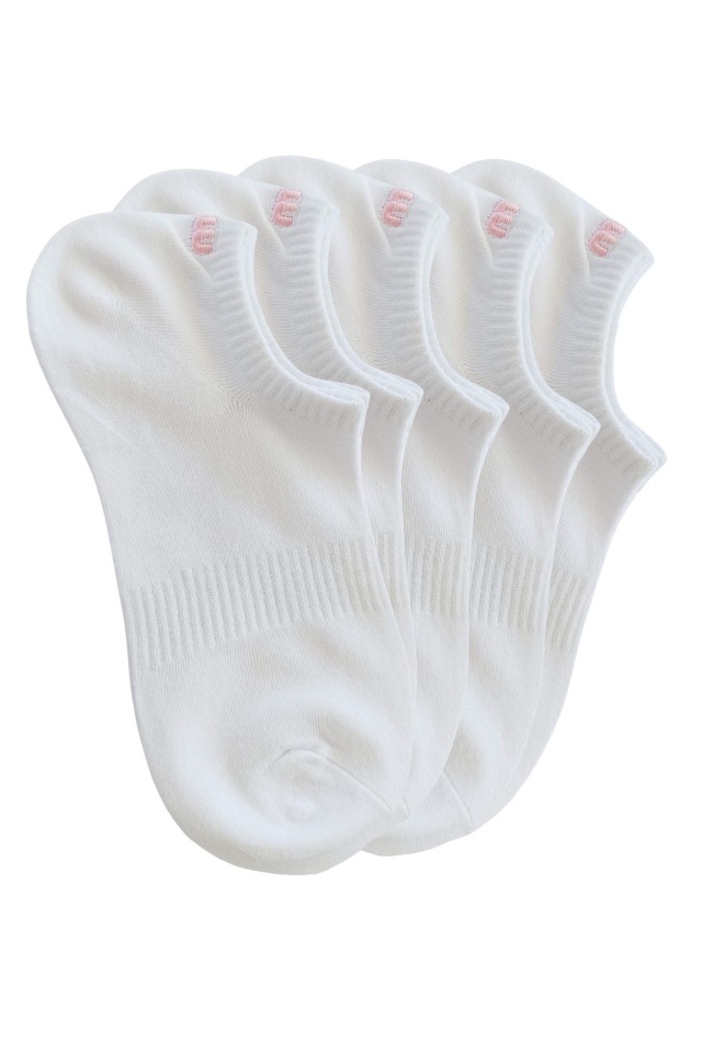 Sosete scurte dama albe cu detaliu brodat – set 5 perechi