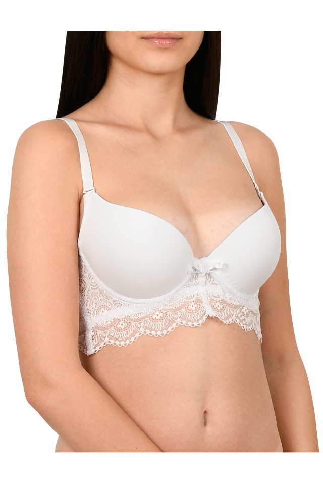 Sutien semi-corset, cu decolteu in V, Lemila, alb