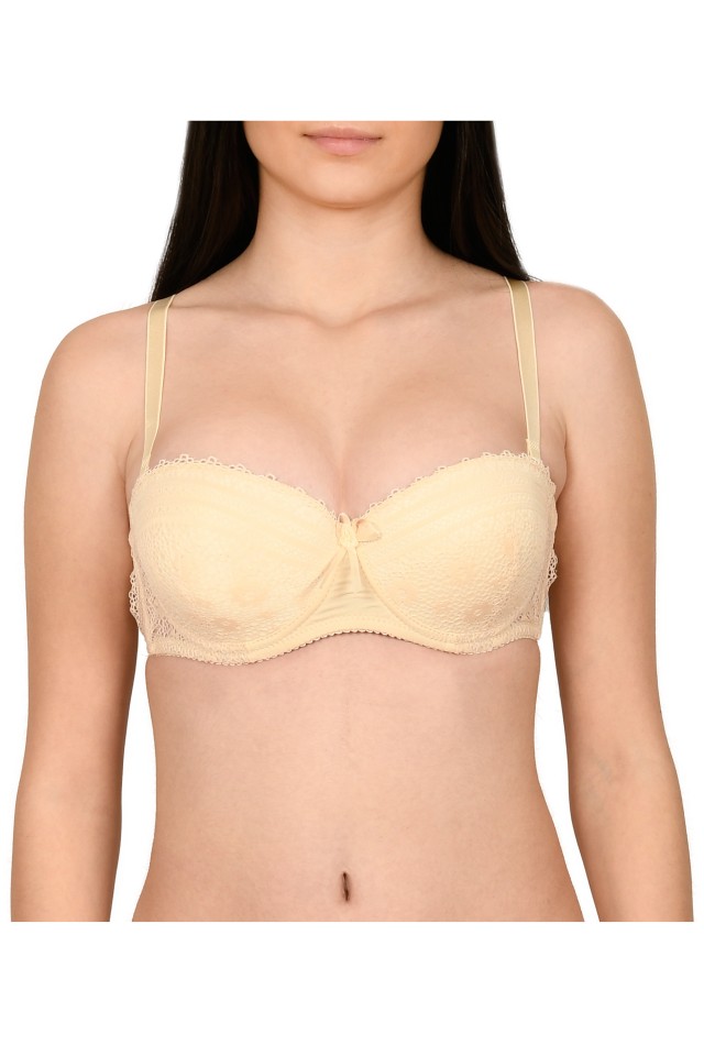 Sutien balconet cu cupe buretate, Lemila, bej
