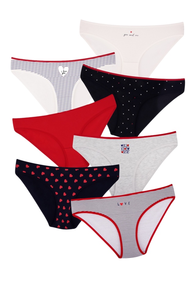 Set 7 perechi chiloti dama clasici Miramar, imprimeu marinaresc