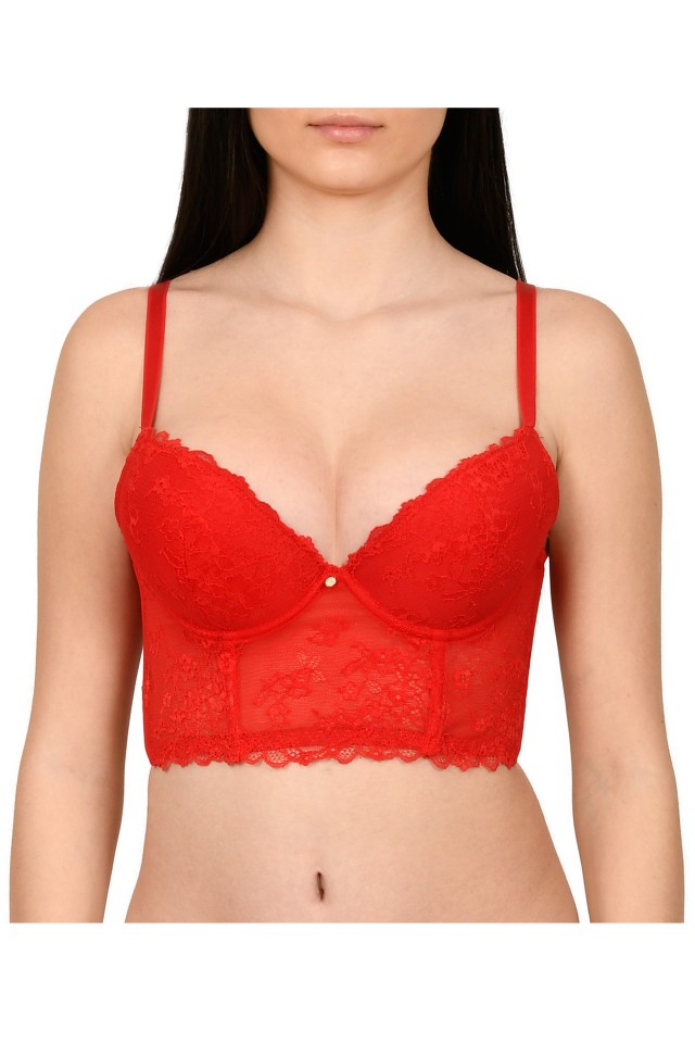 Sutien tip corset, din dantela, Lemila, rosu