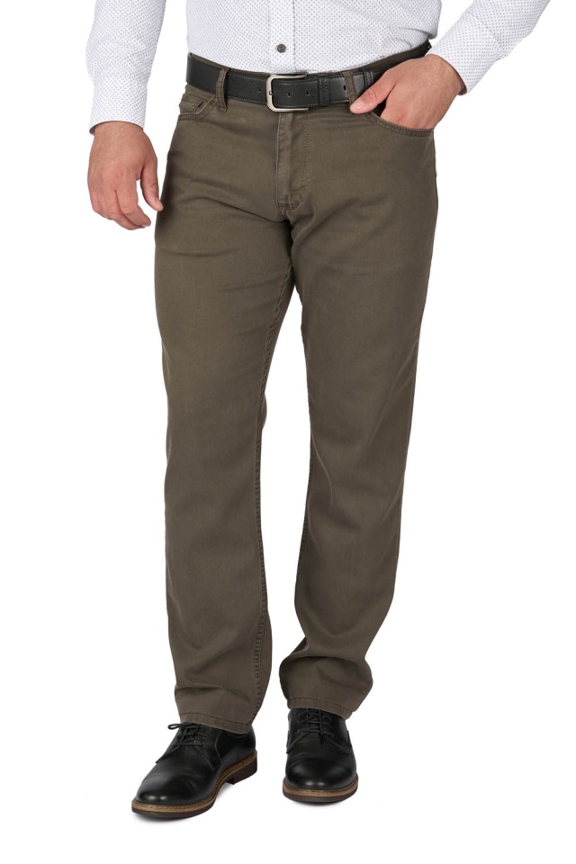 Pantaloni barbatesti subtiri, regular fit, maro cafeniu
