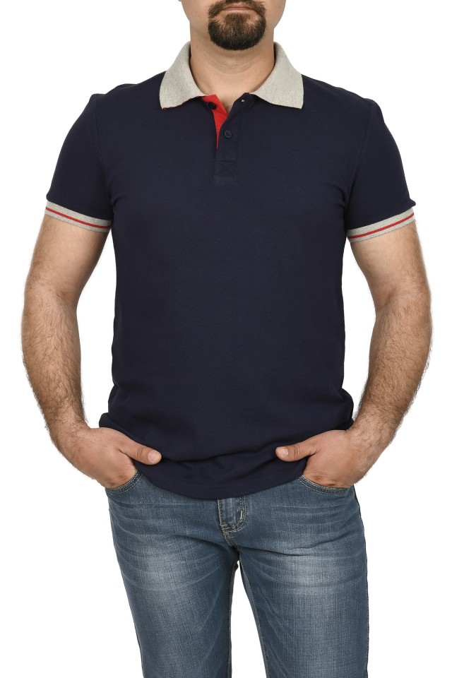 Tricou polo cu doi nasturi, Glo Story, bleumarin