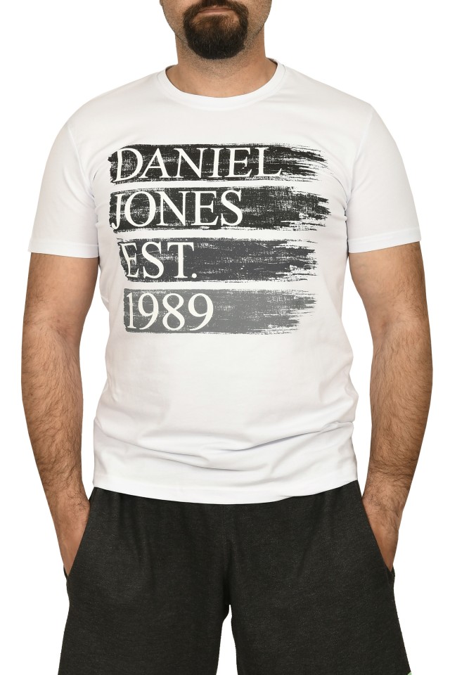 Tricou barbat cu imprimeu, alb