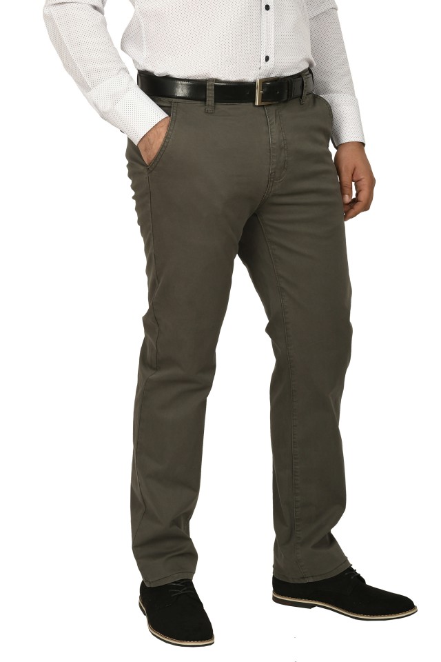 Pantaloni barbati, cu buzunare oblice, kaki prafuit