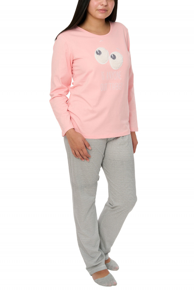 Pijamale dama din bumbac, Betty, roz