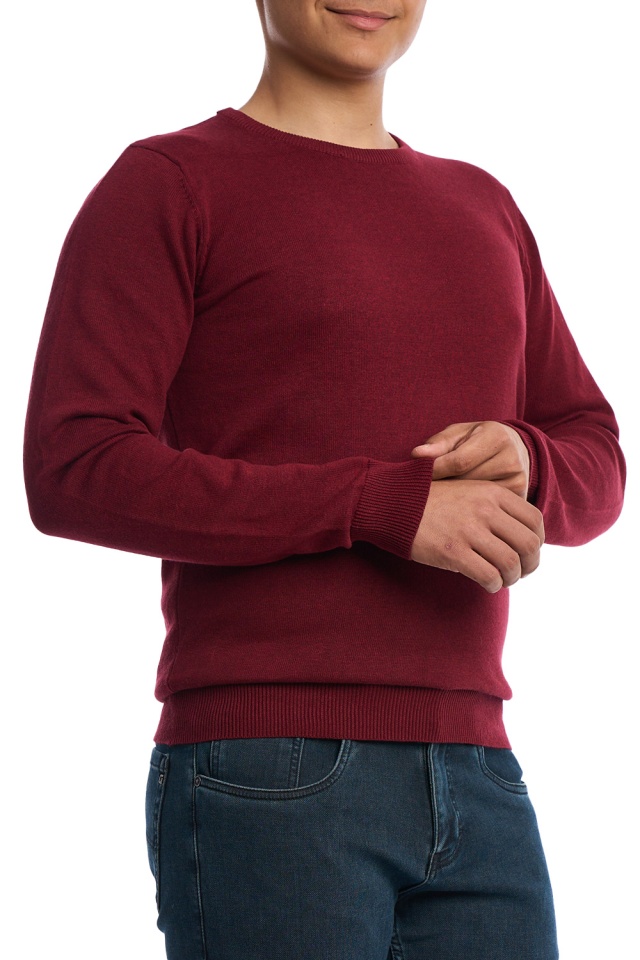 Pulover barbati, decolteu rotund, big size, Deep Burgundy