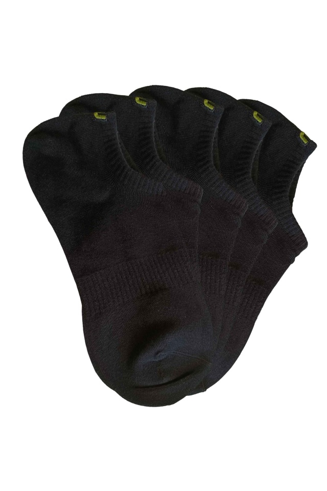 Sosete scurte dama negre cu detaliu brodat – set 5 perechi