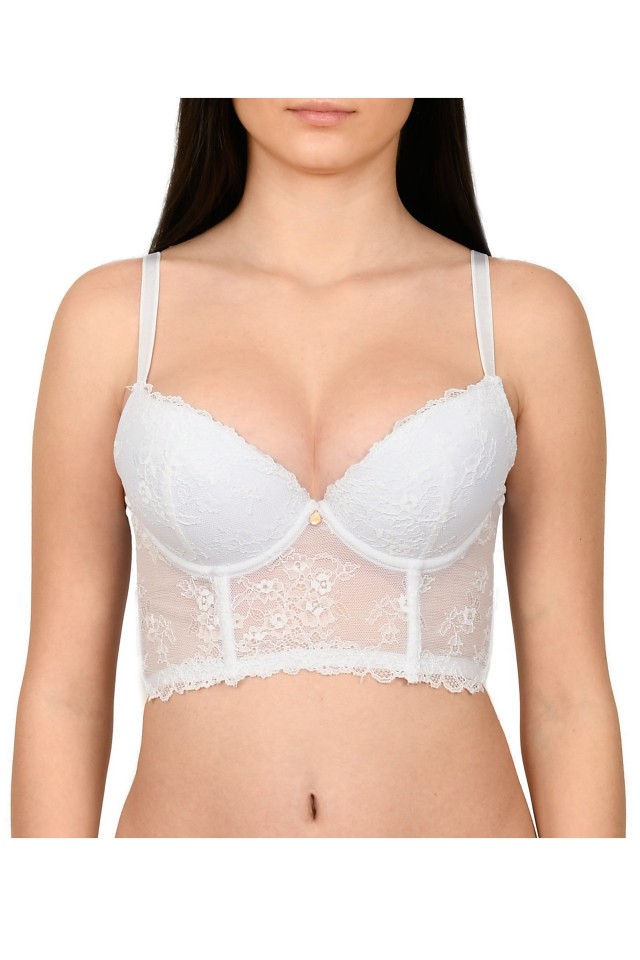 Sutien tip corset, din dantela, Lemila, alb