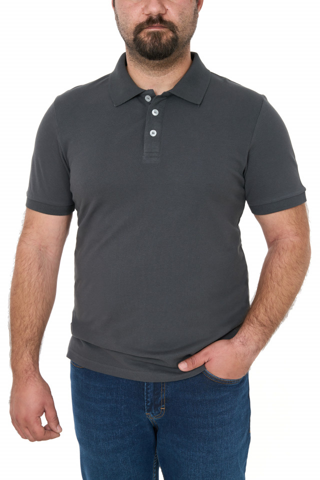 Tricou polo clasic, big size, Patrik, gri inchis