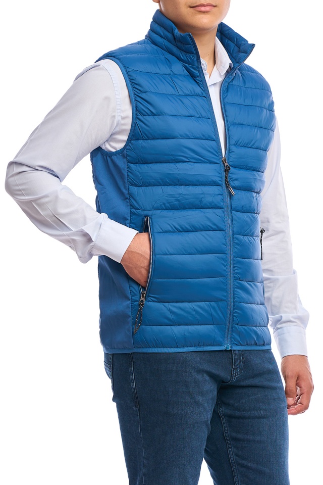 Vesta barbati subtire, Urban fit, albastru denim