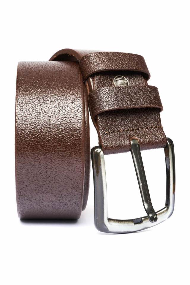 Curea barbateasca clasica din piele, maro 4 cm