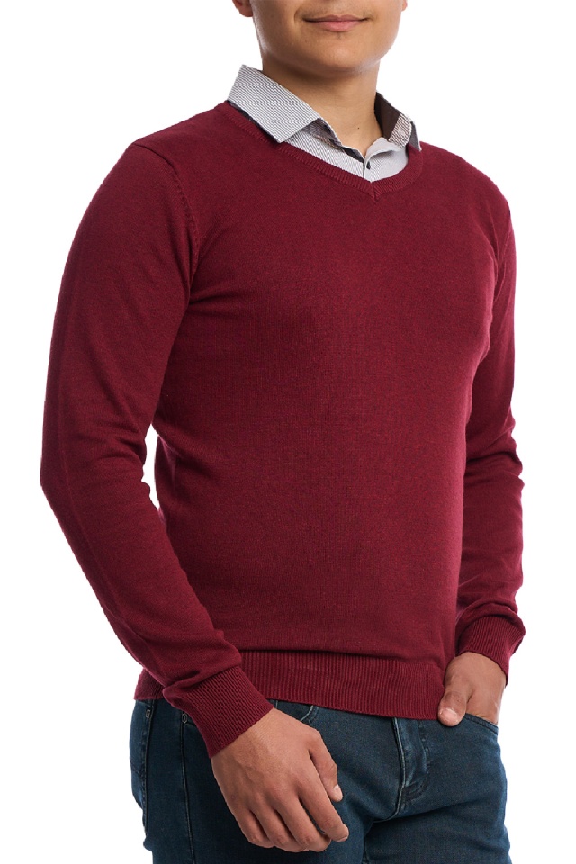 Pulover barbati anchior, Prestige, big size, Burgundy