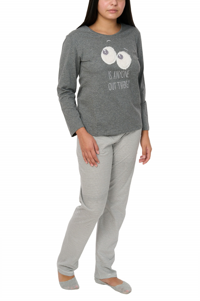 Pijamale dama din bumbac, Betty, pearl gray