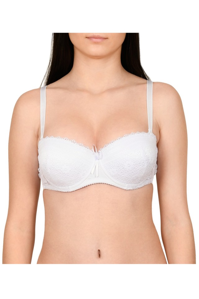 Sutien balconet cu cupe buretate, Lemila, alb