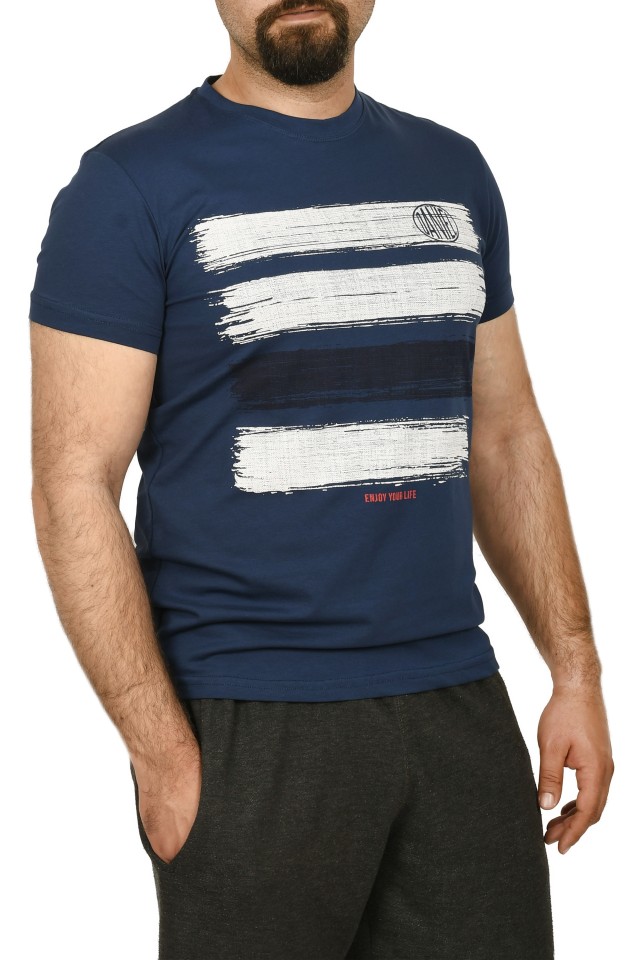 Tricou barbat cu imprimeu grafic, albastru