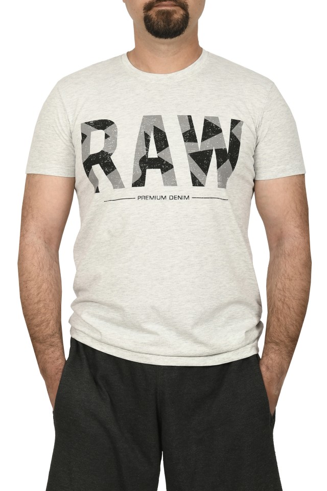 Tricou slim fit cu imprimeu RAW, gri