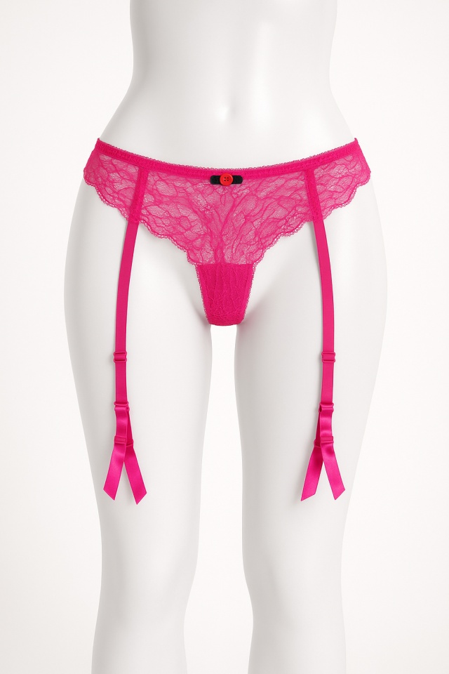 Portjartier cu chilot tanga, bright pink