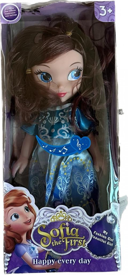 Papusa muzicala sofia the first, 28 cm, rochita bleu