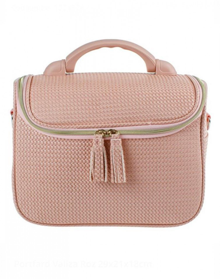 Portfard valiza, 29x21x18cm, roz