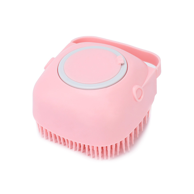 Burete de baie din silicon mini soft brush, cu rezervor pentru gel de dus / sampon