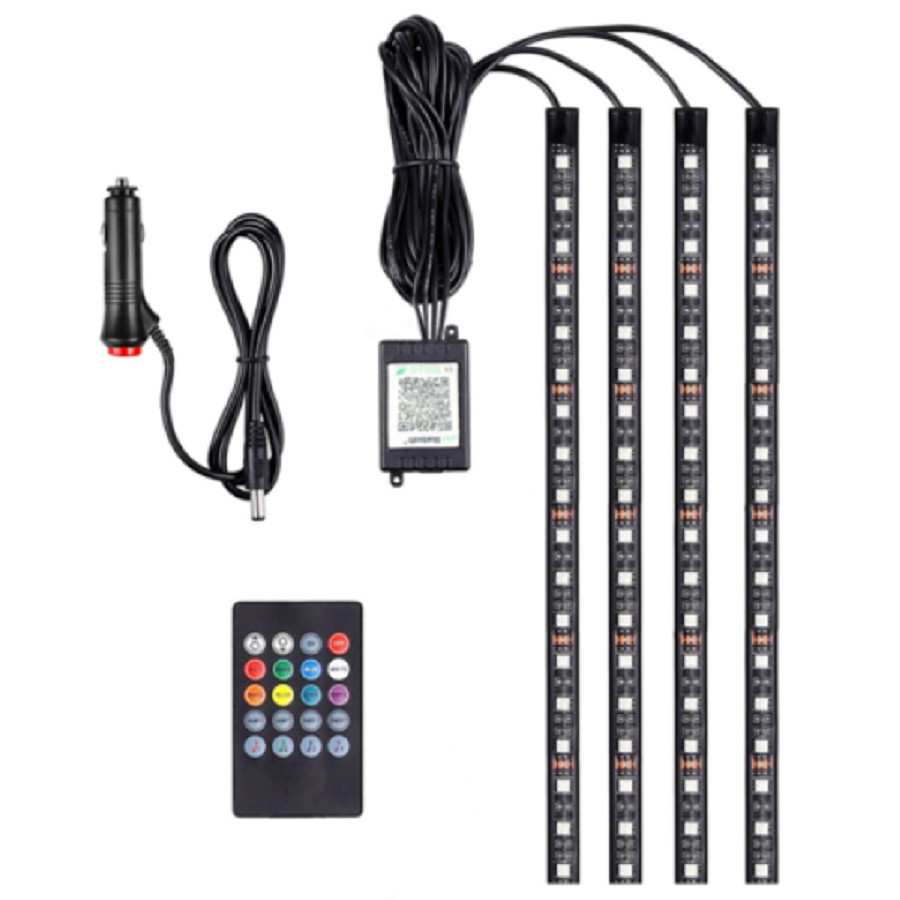 Lumini ambientale rgb led , cu telecomanda, pentru masina