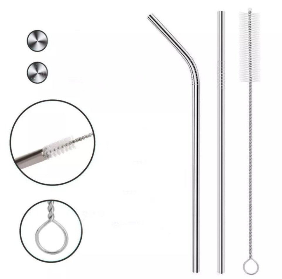 Set 2 paie reutilizabile metal si perie curatare