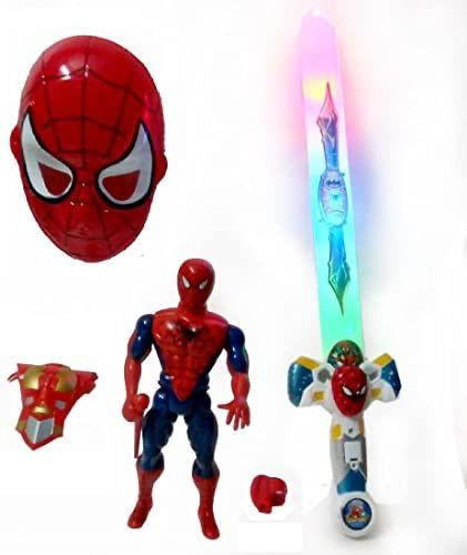 Set Sabie Spider-man masca figurina sabie cu lumini 4 ani+ multicolor 64 cm