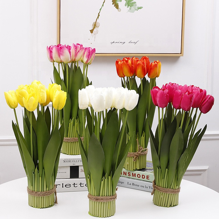 Buchet 9 lalele artificiale h 30 cm