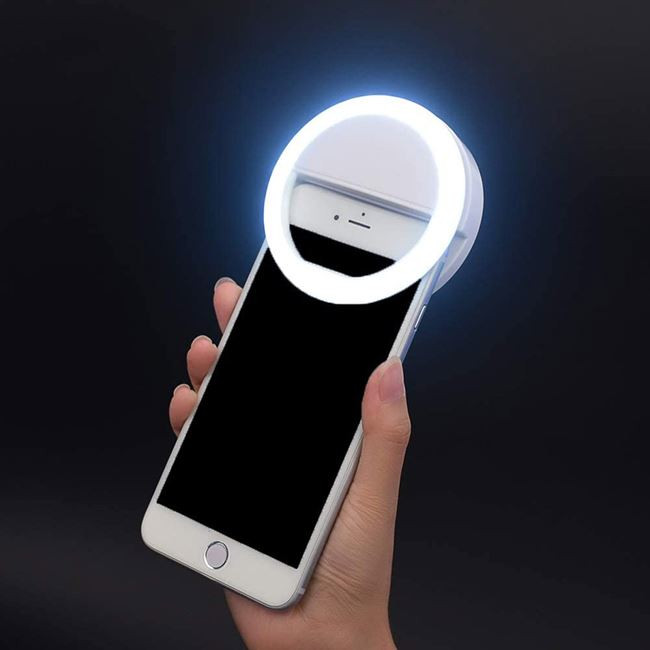 Mini lampa circulara ring light led cu clips, 4 moduri și usb