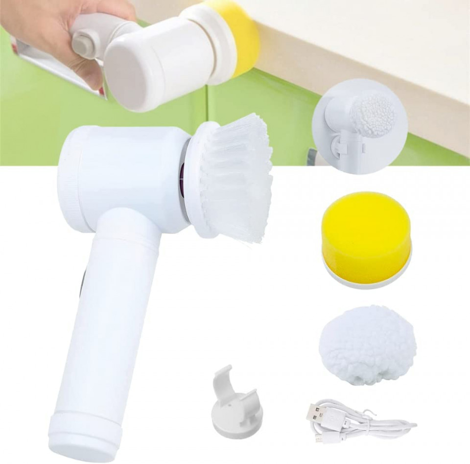 Perie de curatare magic brush 5 in 1, cu diferite capete de curatare