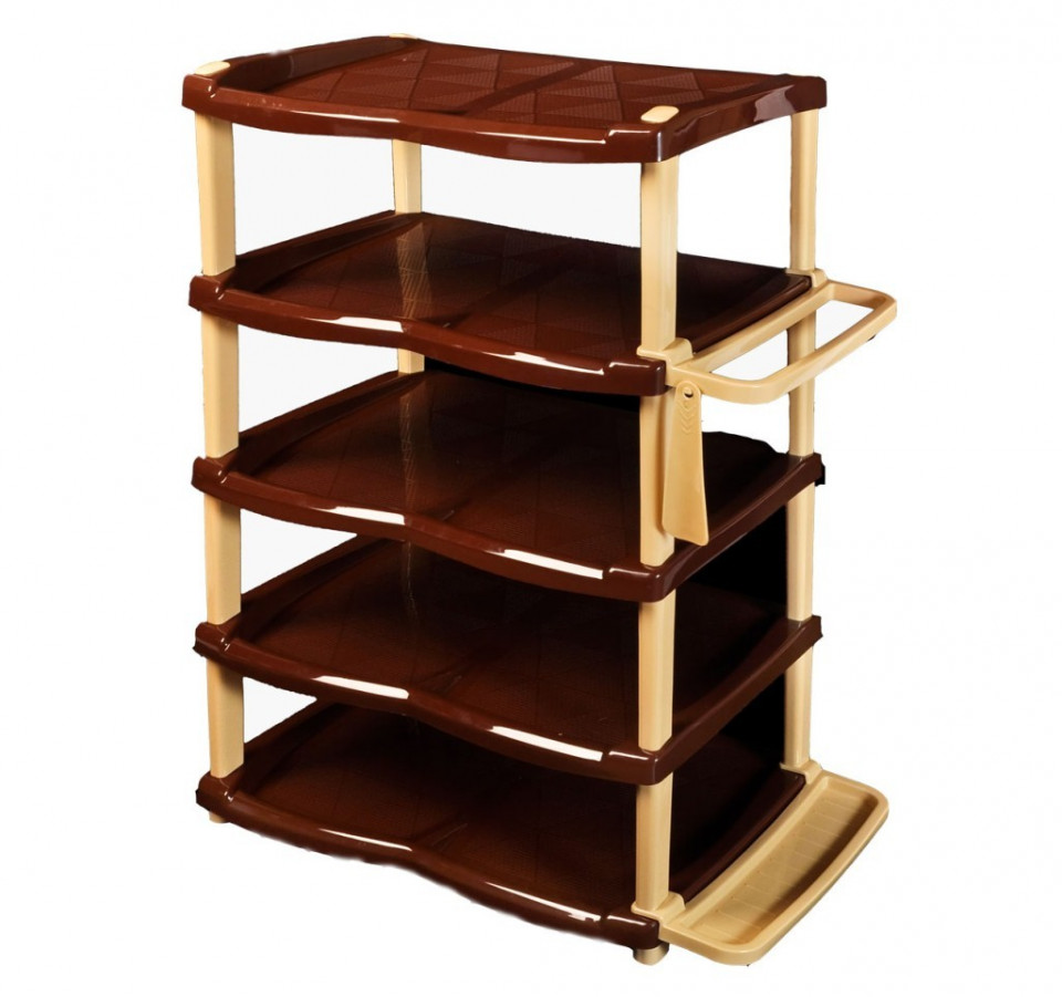 Raft pantofi lux 5 etaje maro 47x33x85 cm