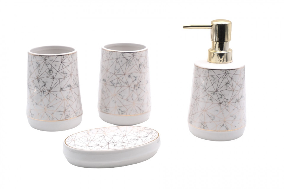 Set de baie 4 piese cielo alb auriu