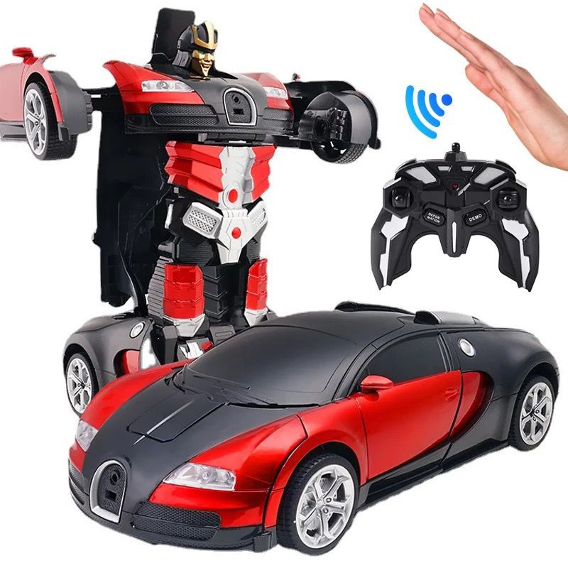 Jucarie Transformer 2in1, masina si robot, cu telecomanda, 30cm, rosu
