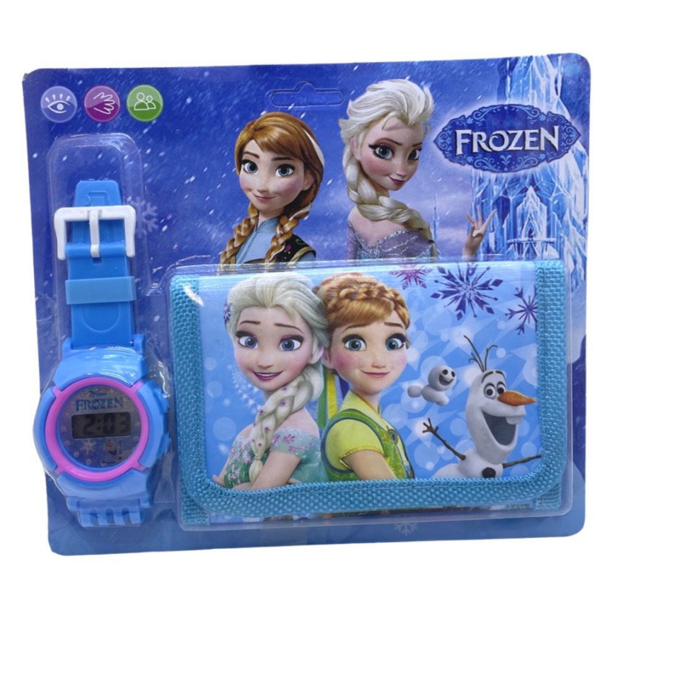 Set ceas electronic de mana si portofel copii tip frozen